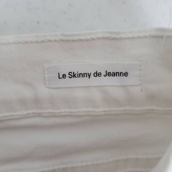 Frame Womens Size 27 Le Skinny De Jeanne Denim Jeans White Ripped Stretch - Picture 5 of 9